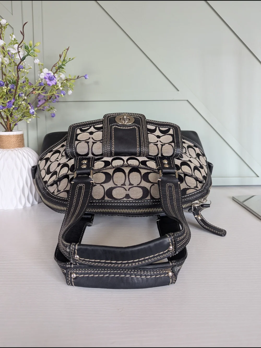 vintage Coach Hampton Signature Miranda Domed Satchel